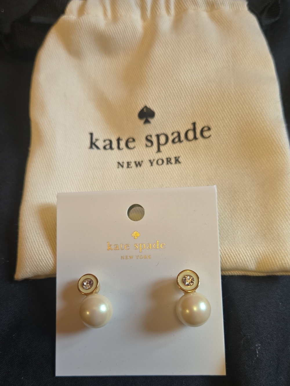 kate spade Gold and Cream Pearl Drop Stud Earrings